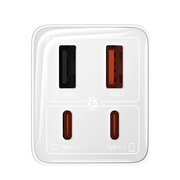 BASEUS GAN6 65W ADAPTÖR +100W KBL BEYAZ - Resim 3