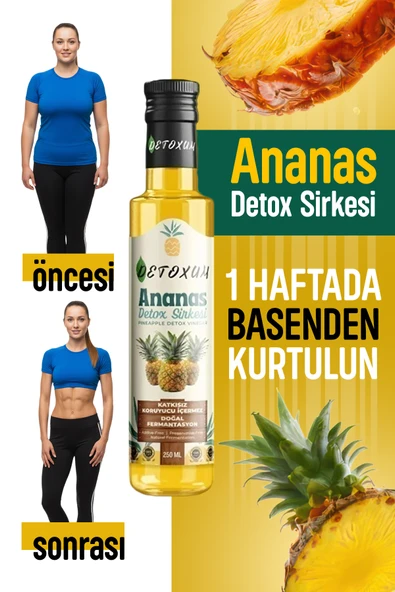 İLK HAFTADA HAFİFLE !! Tok Tutma Hızlı Kilo, verdirici Zayıflamak Diyet Detoks Ananas Doğal Fermantasyon Pineapple Vinegar Detox Sirkesi Zayiflama yardımcı detoks Ananas ürün görseli 1