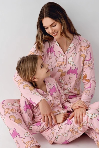 RolyPoly Kız Çocuk Gömlek Pijama Açık Pembe ürün görseli 1