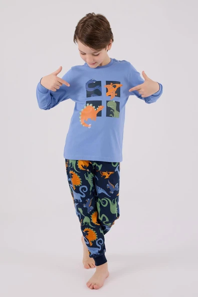 RolyPoly Erkek Çocuk Uzun Kol Pijama Takım Açık İndigo ürün görseli 1