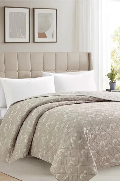 Sakura Elyaf Dolgulu Çift Taraflı Çift Kişilik 200x220 cm Kırlentsiz Tek Pike Bej ürün görseli 1