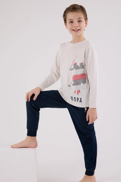 U.S. Polo Assn. Erkek Çocuk Uzun Kol Pijama Takım Taş ürün görseli 1