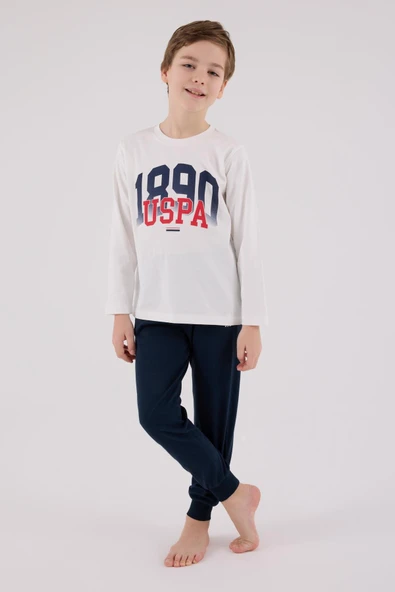 U.S. Polo Assn. Erkek Çocuk Uzun Kol Pijama Takım Beyaz ürün görseli 1