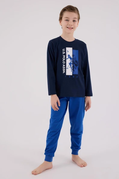 U.S. Polo Assn. Erkek Çocuk Uzun Kol Pijama Takım Lacivert ürün görseli 1