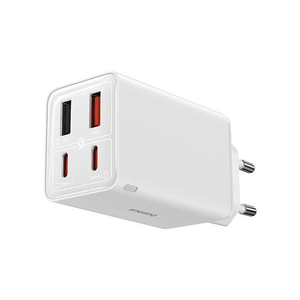 BASEUS GAN6 65W ADAPTÖR +100W KBL BEYAZ - Resim 2
