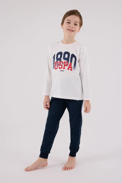 U.S. Polo Assn. Erkek Çocuk Uzun Kol Pijama Takım Beyaz ürün görseli 1