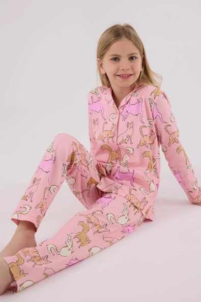 RolyPoly Kız Çocuk Gömlek Pijama Açık Pembe - Resim 2