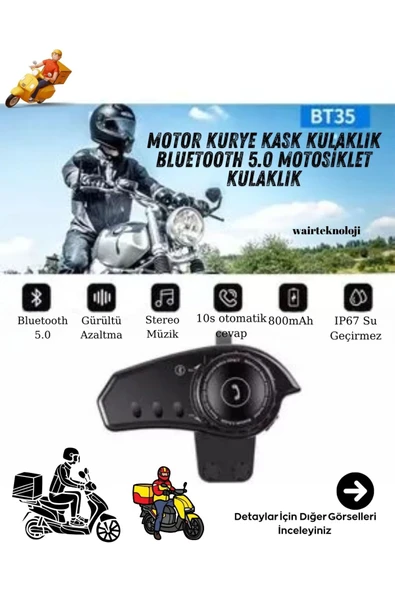 Bt35 Motorcu Kulaklık Intercom Motor Kurye Kask Kulaklık Bluetooth Motosiklet Kulaklık Bluetooth ürün görseli 1