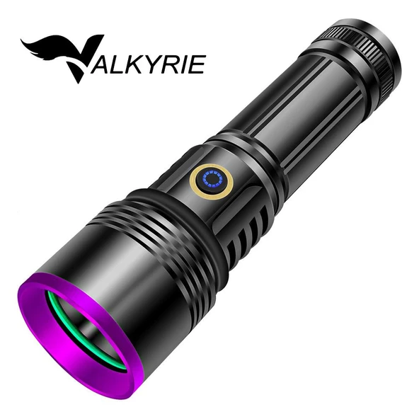 Valkyrie 365nm LED UV El Feneri 20W Güç | 3000mAh Şarjlı Alüminyum Gövde Profesyonel Kullanım ürün görseli 1