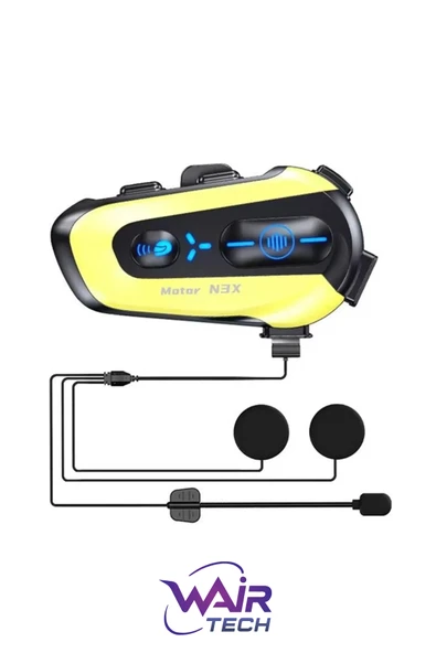 N3x Rgb Işıklı Intecom 3 Kişi Bağlantılı 1000mah Motosiklet Bluetooth Kulaklık Seti ürün görseli 1