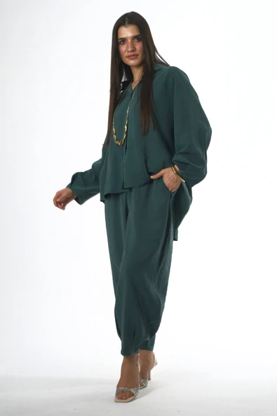 Abbra Kadın Modal Slouchy Gömlek Takım - Resim 7