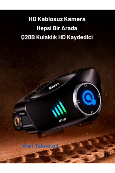Q28 Motosiklet Kaskı için Kameralı Bluetooth Kulaklık 1080p HD Ultra Geniş Açı Su Geçirmez ürün görseli 1