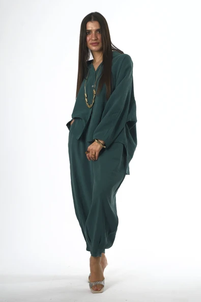 Abbra Kadın Modal Slouchy Gömlek Takım - Resim 4