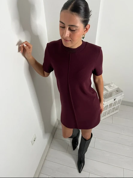 Abbra Kadın Yumuşak Mini Elbise - Resim 9