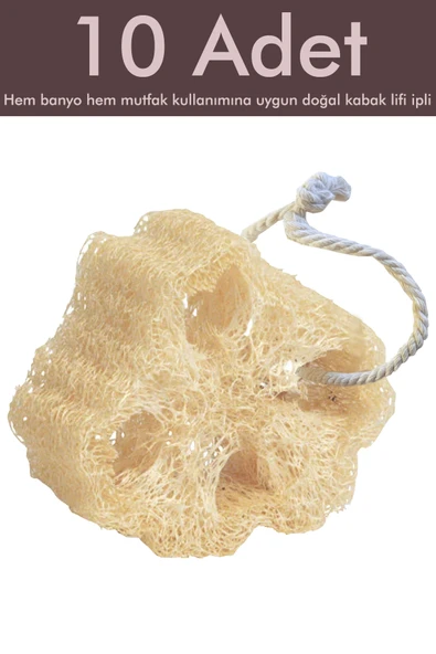 10 Adet Kabak Lifi Doğal Bulaşık Süngeri Banyo Kesesi Loofah Sponge İpli Kabak Kesesi Kalın Büyük ürün görseli 1