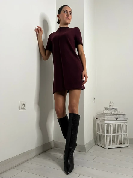 Abbra Kadın Yumuşak Mini Elbise - Resim 7