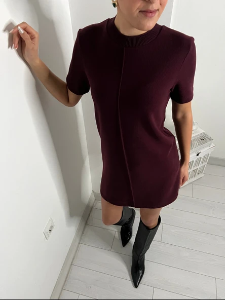 Abbra Kadın Yumuşak Mini Elbise - Resim 10