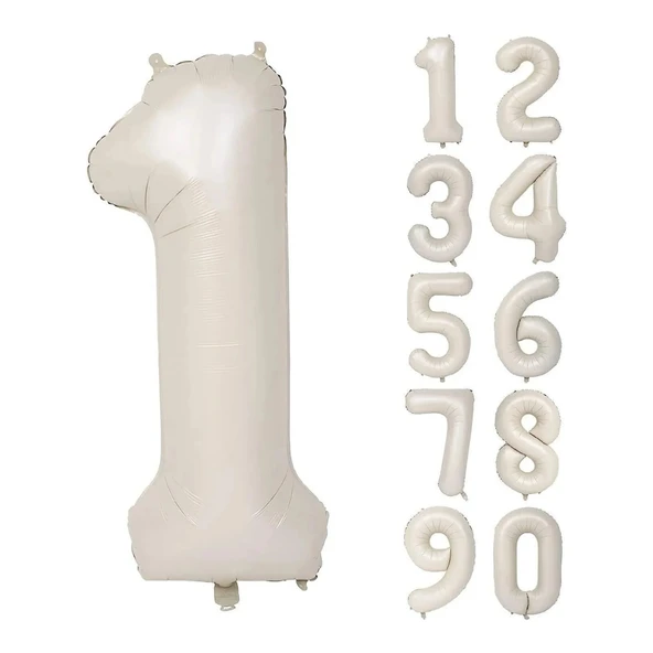 1 Adet 34 İnç 76 Cm Retro Krem Folyo Rakam Yaş Günü Yaş Rakamı Parti Süsleme ürün görseli 1