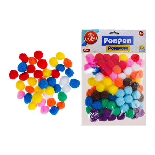 Bubu Ponpon 2 cm 50 Li Karışık Renk PON002 ürün görseli 1