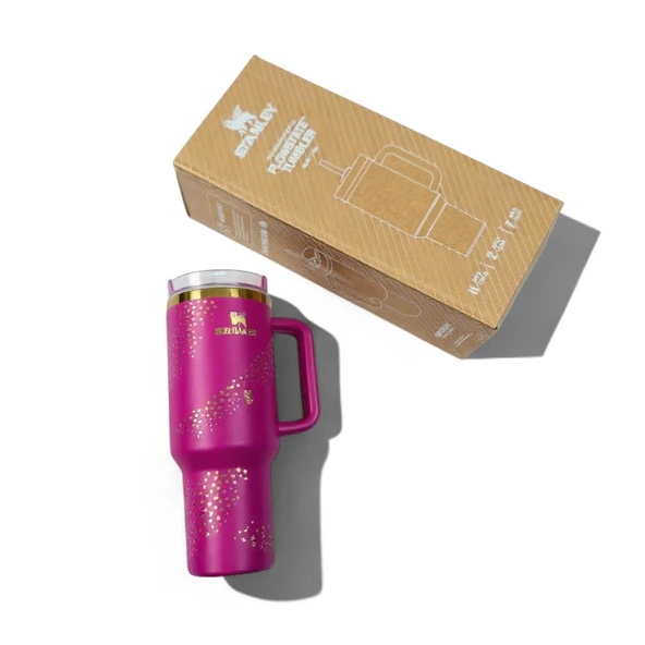 Stanley Quencher Termos x Barbie Pembe Gold Desen 1.18 Lt. Pipetli ürün görseli 1