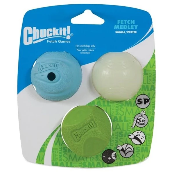 Chuckit! Fetch Medley Gen2 3 Farklı Oyun Topu Köpek Oyuncağı Küçük Boy ürün görseli 1