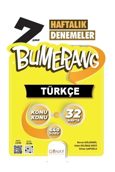 Günay 7.Sınıf Türkçe 32 Haftalık Denemeler Bumerang ürün görseli 1