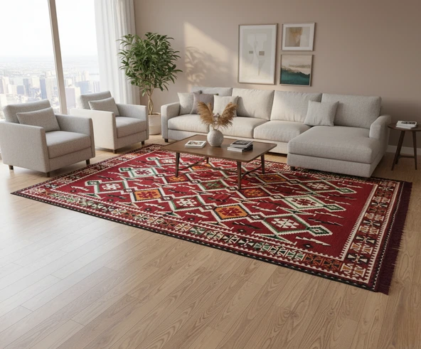 Etnik Motifli Otantik Dekoratif Kilim Desenli Halı (200cmx300cm) M4 ürün görseli 1