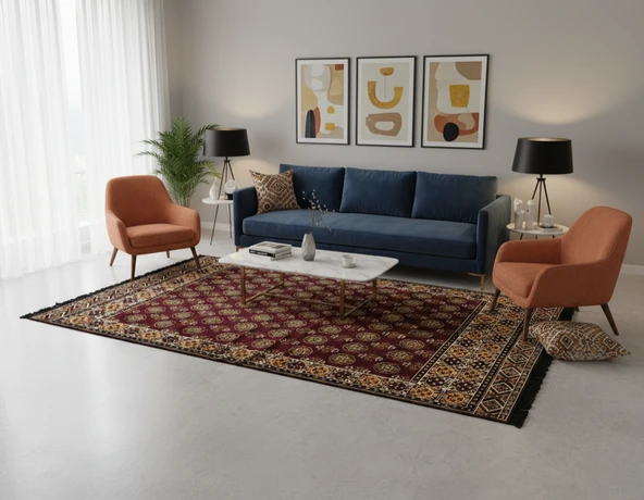 Etnik Motifli Otantik Dekoratif Kilim Desenli Halı (200cmx300cm) M3 ürün görseli 1