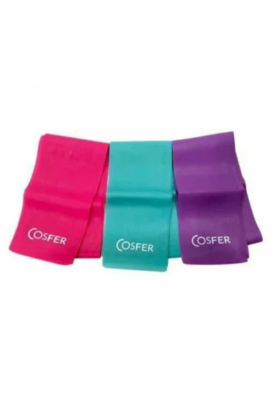 Cosfer 3'lü 120 cm X 7,5 cm Pilates Bandı Pilates Lastiği ürün görseli 1