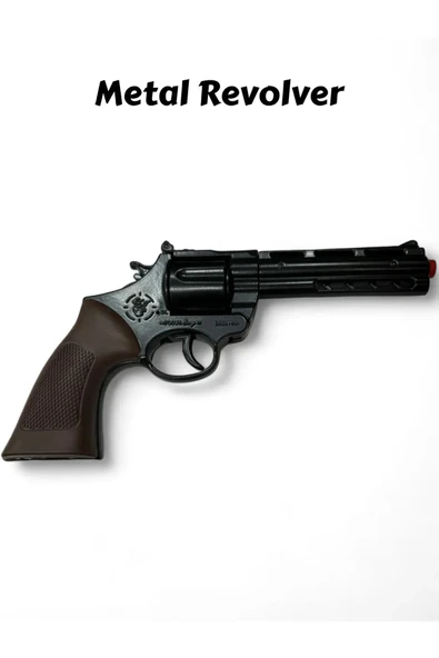 elisalife Metal Kovboy Toplu Tabanca Revolver Silah Taşıma Kılıflı 25 Cm Kapsül Tabancası ürün görseli 1