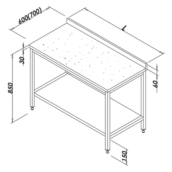 Öztiryakiler 7911.12080.30M Çalışma Tezgahı Mermer Tablalı Taban Raflı 120x80 Cm ürün görseli 1