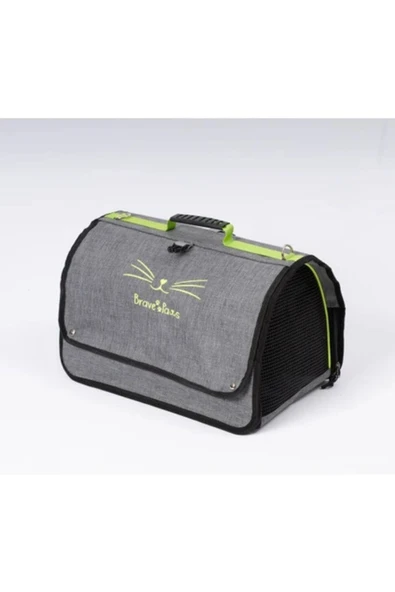 Flybag Model Perdeli Yırtılmaz Fileli Kedi ve Köpek Havayolu Taşıma Çantası Gri ürün görseli 1