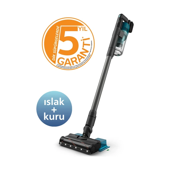 6000 Serisi Kablosuz Dikey Süpürge, PowerCyclone 11, Aqua Modül ile Kolay Mop, TriActive LED Başlık, 64 Dakika Kullanım Süresi, XC6553/01 ürün görseli 1