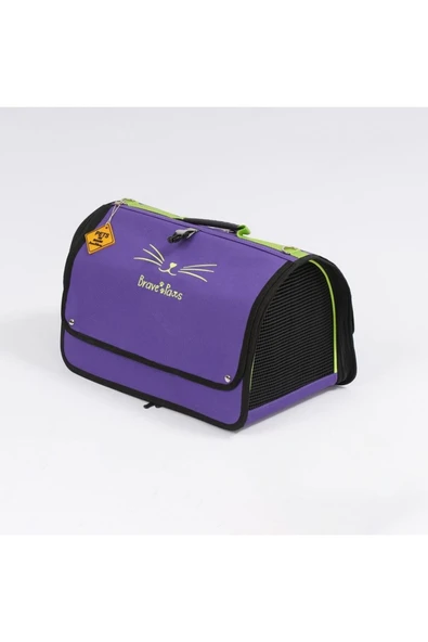 Brave Paws Flybag Model Perdeli Yırtılmaz Fileli Kedi ve Köpek Havayolu Taşıma Çantası Mor ürün görseli 1