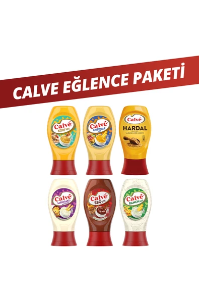 Calve Soslar Eğlence Paketi Köri Sos 260gr Ranch Sos245gr Barbekü Sos290gr Hardal 250gr Sarı ürün görseli 1