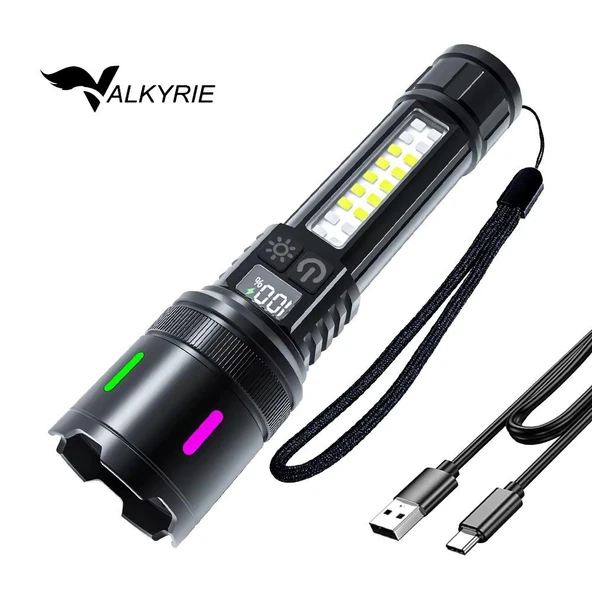 Valkyrie Şarjlı 15W Led 7 Işık Modu Çakarlı Zoom Özellikli Dijital Güç Göstergeli Uzun Pil Ömrü ürün görseli 1