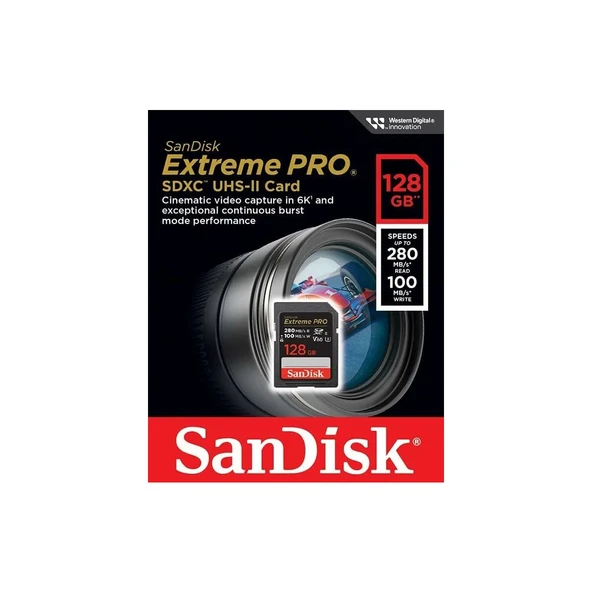 Sandisk Extreme Pro 128GB SDSDXEP-128G-GN4IN 280MB/S Uhs-Iı Sdxc 6k-4k UHD Hafıza Kartı ürün görseli 1
