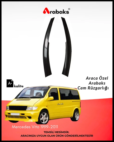Mercedes Vito 1999-2011 Cam Rüzgarlığı 2'li Takım (MUGEN TİP, DAYANIKLI MALZEME, KOLAY MONTAJ) ürün görseli 1