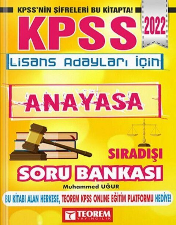 2022 KPSS Lisans Adayları İçin Sıra Dışı Anayasa Soru Bankası Teorem Yayınları ürün görseli 1