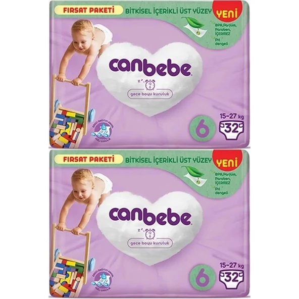 Canbebe Bebek Bezi 6 Beden 15-27 KG Extra Large 64 Adet Ekonomik Fırsat Pk ürün görseli 1