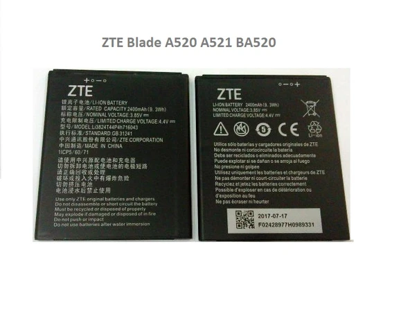 ZTE Blade A520 A521 BA520 Batarya Pil Li3824T44P4h716043 2400 mAh ürün görseli 1