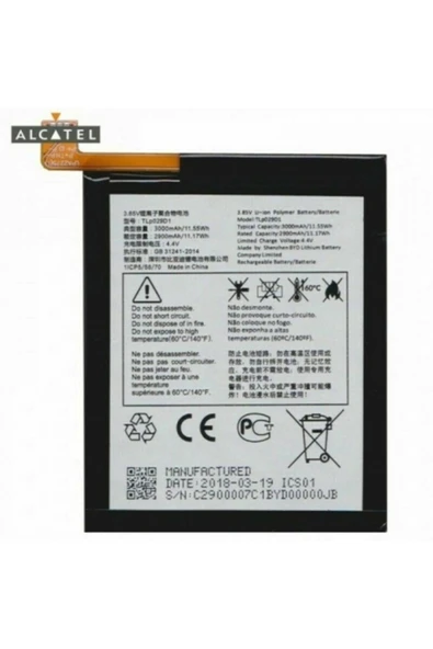 Alcatel 3 OT 5052D-Alcatel 5 5086D-Alcatel 3L Pil Batarya TLp029D ürün görseli 1