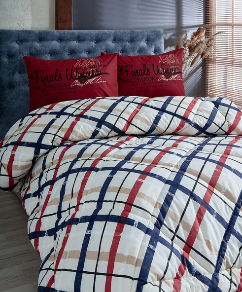 Komfort Home Tek Kişilik Baskılı Pamuklu Silikon Yorgan + Yastık / P1 ürün görseli 1