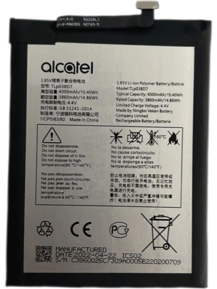 Alcatel 10SE Pil Batarya TLP038D7 ürün görseli 1