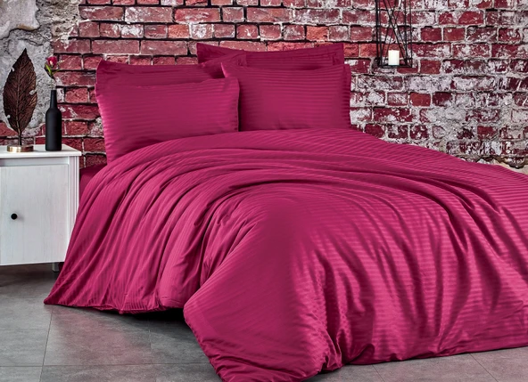 Komfort Home Tek Kişilik Çizgili Pamuk Saten Nevresim Takımı ürün görseli 1