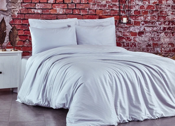 Komfort Home Tek Kişilik Çizgili Pamuk Saten Nevresim Takımı ürün görseli 1