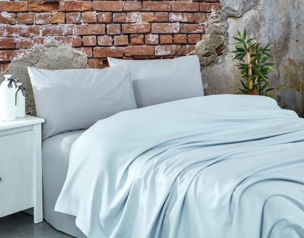 Komfort Home Çift Kişilik Ranforce %100 Pamuk Pike / Açık Gri ürün görseli 1