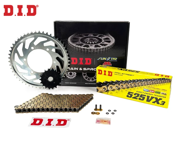 ZİNCİR DİŞLİ SETİ HONDA CRF L AFRICA TWIN / ADV / DCT L4 (1100 cc)  (2020-2021) / HONDA / CRF L AFRICA TWIN / ADV / DCT L4 / 1100cc / ZİNCİR: DID-525VX3 (Gold)-124 / ÖN DİŞLİ: SUNSTAR (16T) / ARKA DİŞ ürün görseli 1