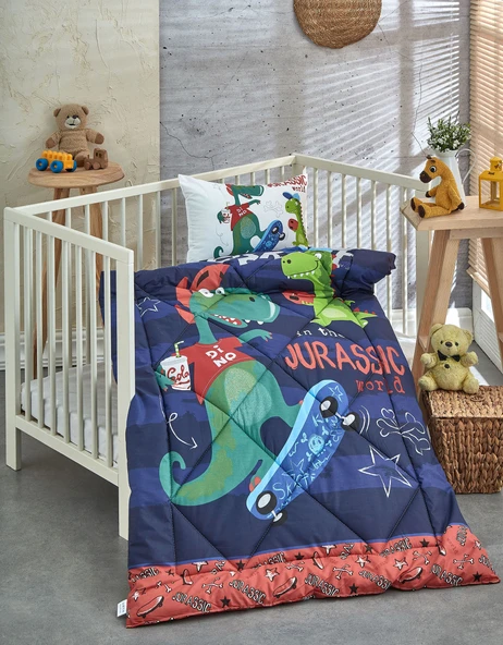 Komfort Home Baskılı %100 Pamuklu Silikon Elyaf Bebek Yorganı+Yastık ürün görseli 1