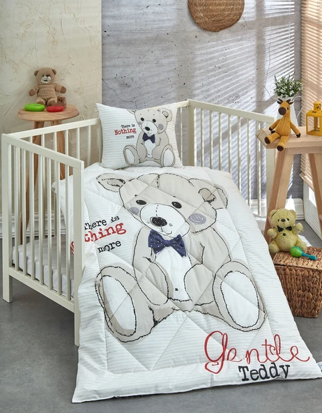 Komfort Home Baskılı %100 Pamuklu Silikon Elyaf Bebek Yorganı+Yastık ürün görseli 1